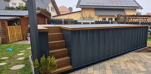 Piscine Conteneur 6.2mx 2.5m Prête à l'Emploi avec Pompe à Chaleur